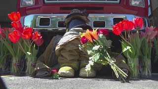 Hundreds of mourners gathered for the funeral of firefighter Andrew Cross