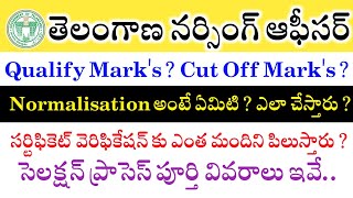 Telangana Nursing Officer Qualification Marks, Cut Off Marks, Normalisation Process | TG Staff Nurse