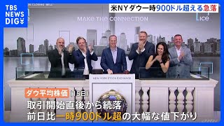 米NYダウ 一時900ドル超える下落　景気後退懸念広がる｜TBS NEWS DIG