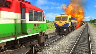 TRAIN CATCHES FIRE SUDDENLY IN A RAILWAY TRACK | TRAIN VS FIRED BURNED RAILROAD | TRAIN SIMULATOR