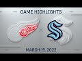 NHL Highlights | Red Wings vs. Kraken - Mar. 19, 2022