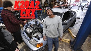 DJ's CRX Get K20A2 Swapped \u0026 First Start