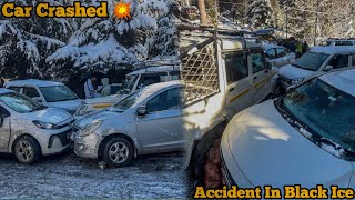 7 CAR CRASHED💥|| SLIDING CAR IN BLACK ICE 🧊|| SNOWFALL IN MANALI || SOLANG VALLEY LATEST UPDATE