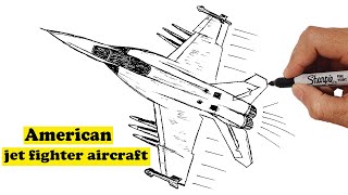 How To Draw An American Jet Fighter Aircraft Easy Step By Step - Jet Drawing