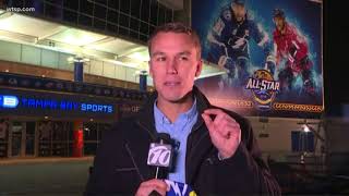 10News reporter Sean Streicher skates at Amalie Arena ahead of NHL All Star weekend