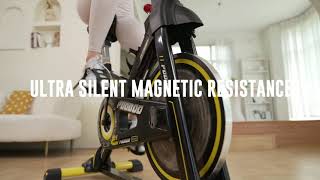 pooboo Magnetic Resistance Indoor Cycling Bike, Belt Drive Indoor Exercise Bike Stationary