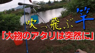 【淡水機動団】「大物のアタリは突然に」ヒットした瞬間、竿がロケットのように飛んでいく！！近所の川で、まさかの大物が！？＃鯉＃鯉釣り＃鯉ブッコミ