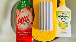 AJAX Floor cleaner + ♻️Paste 🧽🤤 with lots of water sound squeezes | 3 RINSES