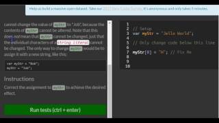 Understand String Immutability, freeCodeCamp Basic Javascript