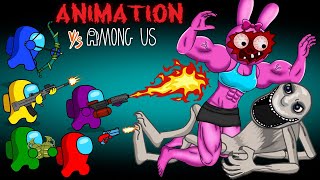 Among Us VS Sprunki Pink Muscle Monster Crushes The Man From The Window | Peanut Among Us Animation