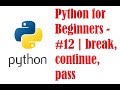 Python for Beginners - #12 | break, continue, pass