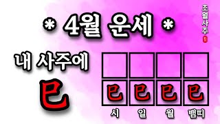 [4월운세] 내 사주에 사(巳)가 있으면, 경진월에는?