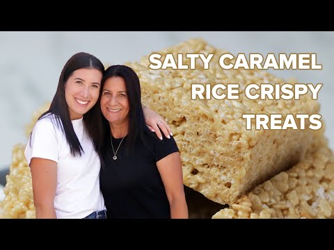 Recipe for crispy rice treats filled with salted caramel from Tasty