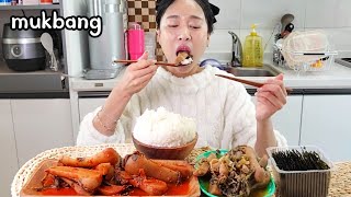 집밥먹방 | 밥도둑🍚들기름 듬~뿍 넣고 푹~~지진🌶 묵은 총각무지짐 먹방 ( ft.광천별맛김 ) Korean Food Braised Kimchi Mukbang eating show