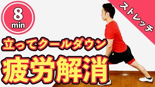 【8分】立ったままできるクールダウンストレッチで疲労回復！【有酸素運動後の静的ストレッチ】