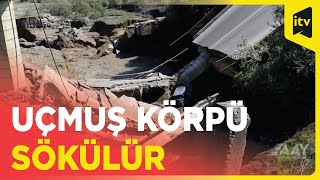 Gəndob-Xaçmaz-Yalama-Rusiya yolunda uçmuş körpünün sökülməsinə başlanıb