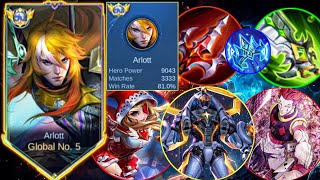 My last game to 3333 match on arlott ~ Global arlott best damage and tank build season 35 | MLBB