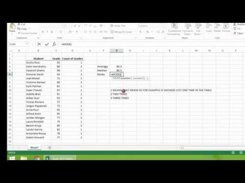 Учебник по Excel 2013 Как вычислить среднее арифметическое (среднее), медиану и моду