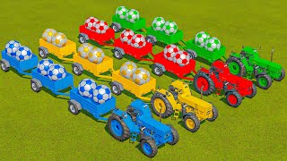 MINI TRACTOR OF COLORS! BUHRER TRACTORS vs ROAD TRAIN ! BALL TRANSPORT! Farming Simulator 22