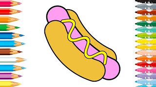 How to draw a hot dog / Как нарисовать хот дог детям / Bolalar uchun hot-dogni qanday chizish mumkin