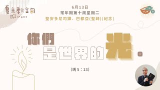 夏主教金句INBOX：6月13日常年期第十周星期二  【你們是世界的光】（瑪 5：13）