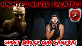 (HAUNTED) 24 HOUR HOUR OVERNIGHT CHALLENGE HAUNTED ABANDONED MOVIE THEATRE // GHOST BREAKS CAMERA!!