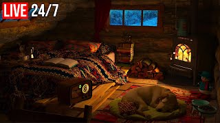 🔴 Deep Sleep Instantly with Relaxing Blizzard and Fireplace - Live 24/7