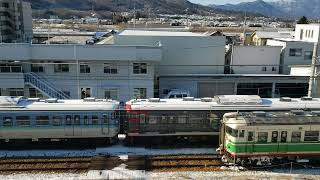 【しなの鉄道115系】本社前に疎開留置中のS15編成+S13編成を北陸新幹線車内から撮影してみた