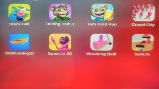 Talking Tom 2, Stack Ball, Tom Gold Run, Crowd City, Crash Landing 3D, Spear io 3D, Wrecking Ball