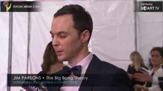 Big Bang Theory's Jim Parsons backstage at the Primetime Emmys with Marc Istook