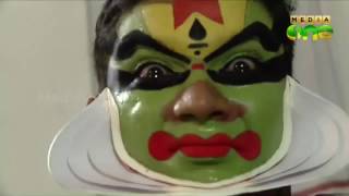 Kathakali distinguished by elaborately colorful make up and costumes