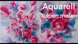 Spontanes Aquarell Tulpen watercolor tulpis