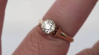 Circa 1900 Edwardian 14K YG GIA 1.32ct Old European Brilliant Diamond Engagement Ring - VEG#1819