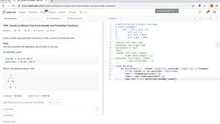 LeetCode Python 106 Construct Binary Tree from Inorder and Postorder Traversal