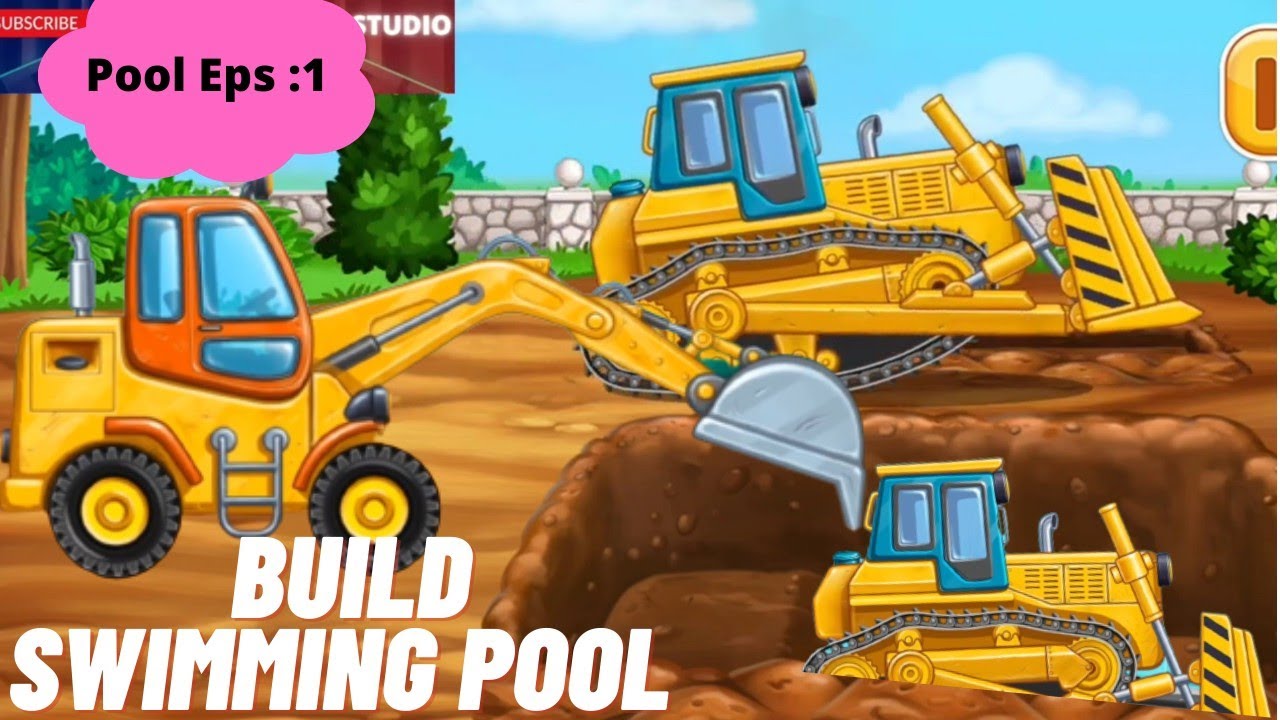 Pool 1 Excavator Dan Bulldozer Untuk Membuat Parit Kolam Renang