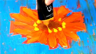 Satisfying! Easy Abstract | Colorful Sunflower | Painting Demonstration 009