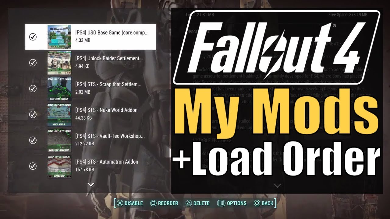 Fallout 4 - My Mods + Load Order - YouTube