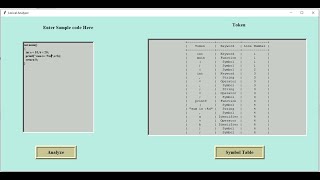 C language lexical analyzer tokens and symbol table using python Tkinter GUI