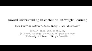 [QA] Toward Understanding In-context vs. In-weight Learning