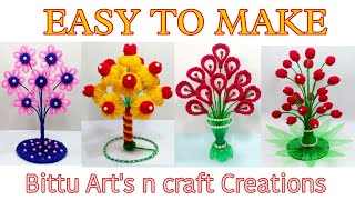 EASY AND BEST GULDASTA DESIGN OUT OF WOOL AND WASTE PLASTIC BOTTLE/FLOWERS VASES