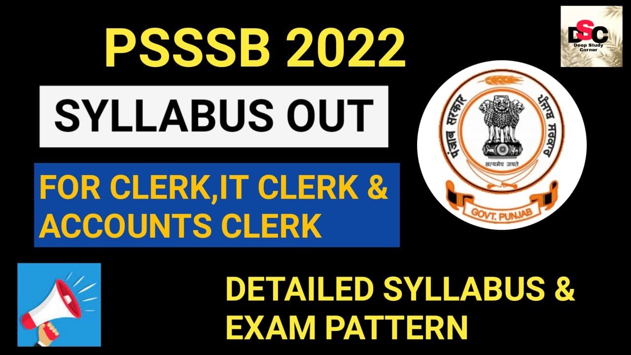 PSSSB Clerk, IT Clerk & Accounts Clerk Syllabus Out |PSSSB CLERK ...