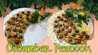 How To Make Cucumber Peacock/Food Decorations/Vegetable Carving @isabeltv249