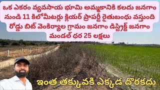 ఒక ఎకరం వ్యవసాయ భూమి అమ్మకానికి కలదు జనగాం#realestate #landforsale #lowprice #hyderabad #shorts