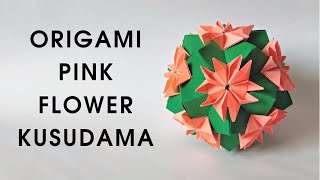 Origami PINK FLOWER kusudama | How to make a paper kusudama