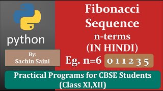 Fibonacci Sequence up to nth term in Python in Hindi | Fibonacci series in python