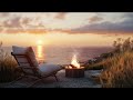 cozy outdoor fireplace ambience crackling fire sounds u0026 ocean waves asmr for relaxation u0026 focus