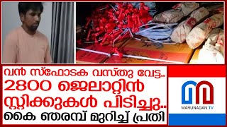 കാസര്‍ഗോഡ് വന്‍ സ്ഫോടക വസ്തു വേട്ട; പ്രതി കൈ ഞരമ്പ് മുറിച്ചു | kasaragod