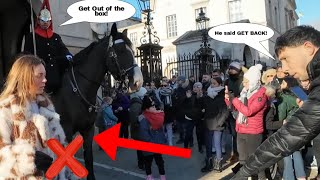 Clueless tourist IGNORES King's Guard and gets what she deserves!