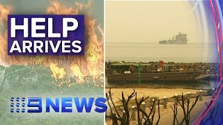 Navy anchors off Victorian coast to help fire affected areas | Nine News Australia