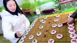 美女下象棋三子连心战大爷#象棋 #分享